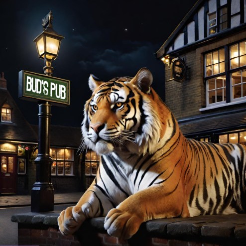 Tiger at a pub