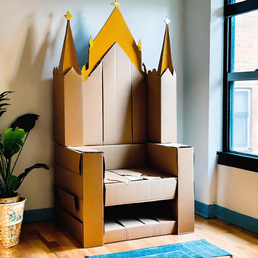 Buddy's cardboard throne